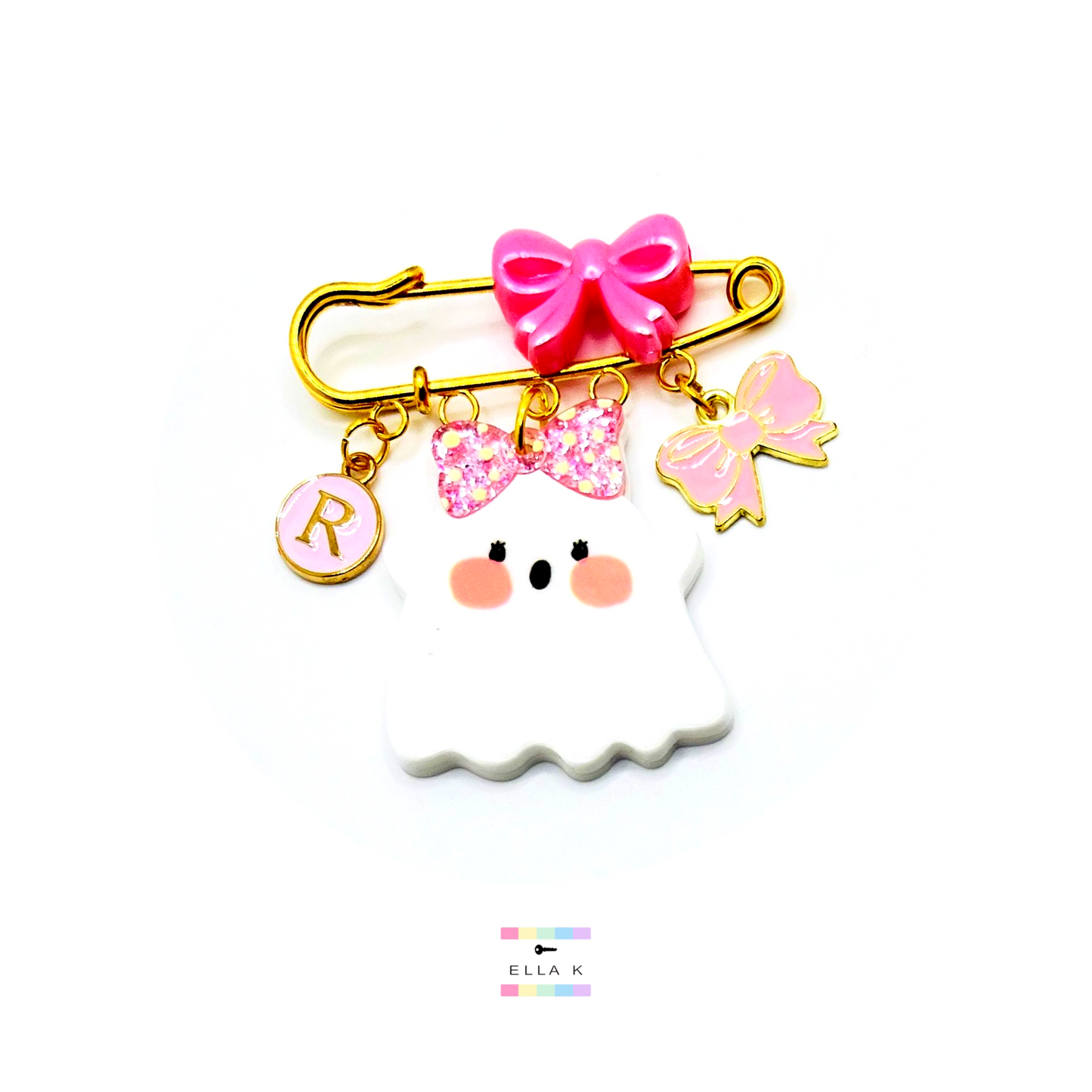 Cute Ghost Coquette Bow Custom Initial Trucker Hat Pin