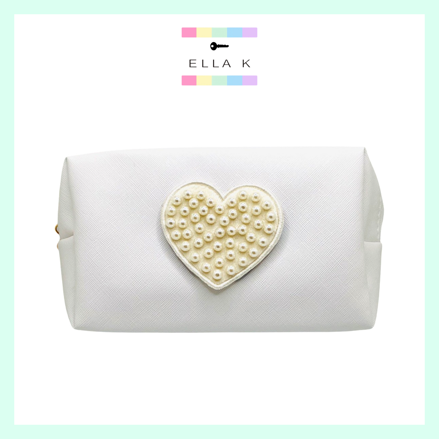 Velvet White Pearl Heart Patch