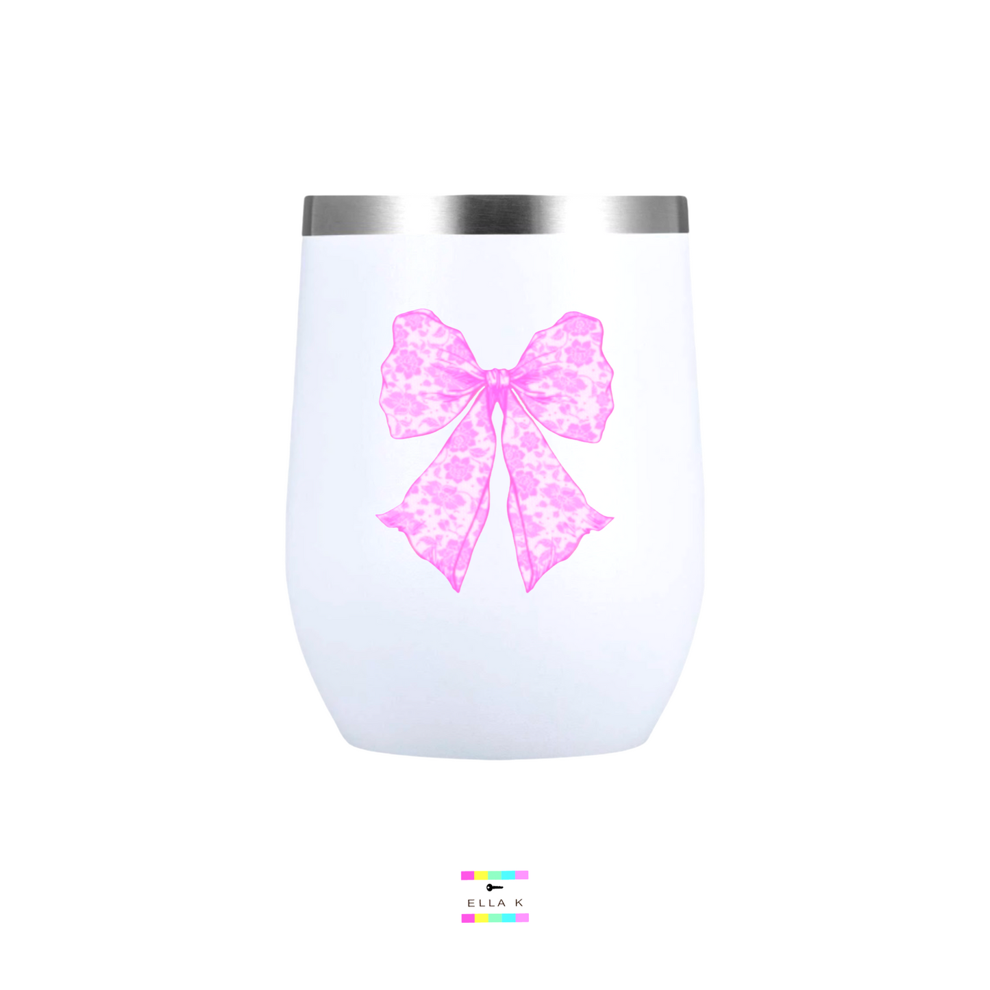 Pink Chinoiserie Coquette Bow Wine Tumbler