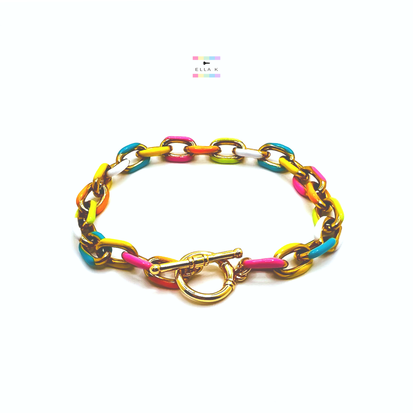Design Your Own Rainbow Enamel Oval Link Charm Bracelet