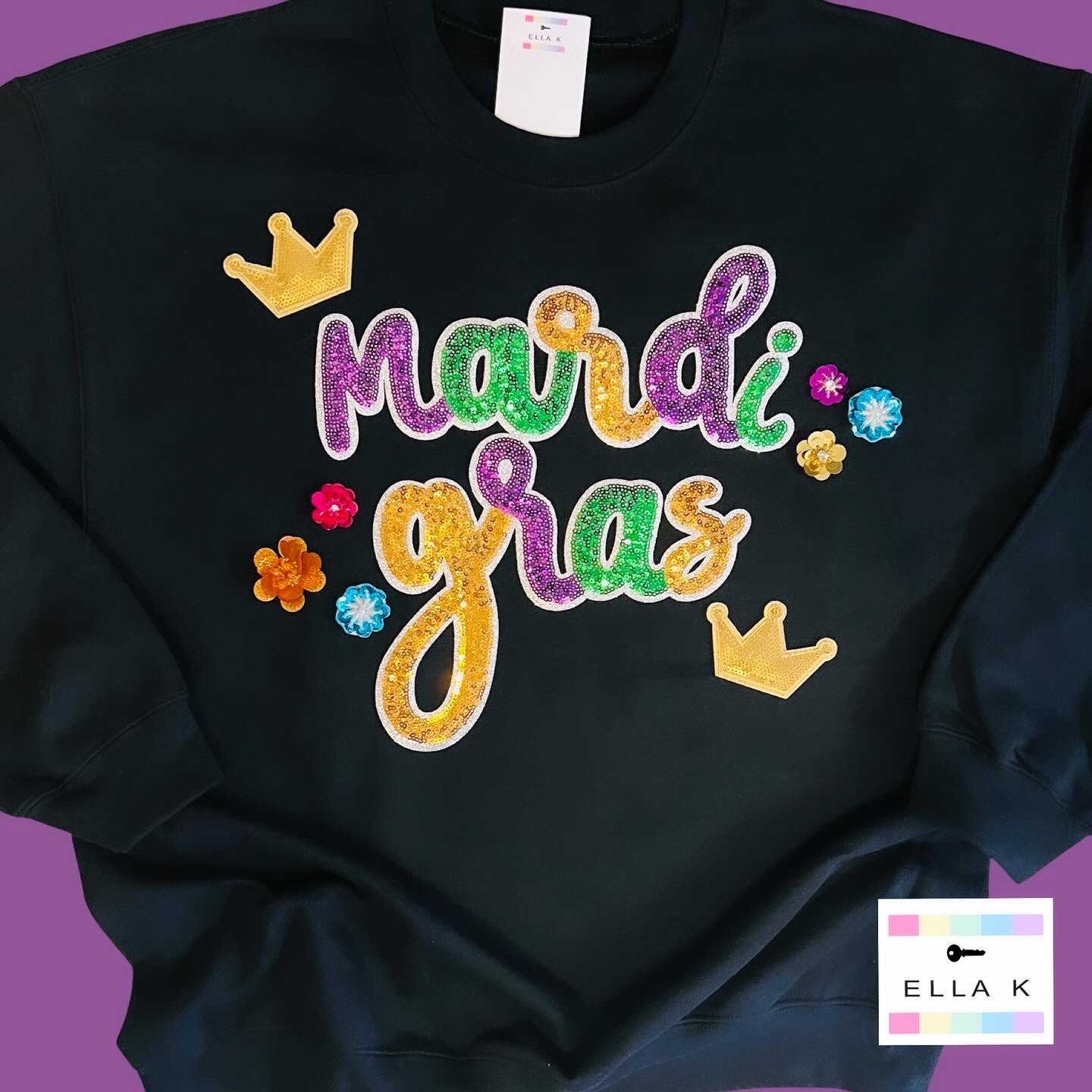 Mardi Gras Crown Pullover - Black