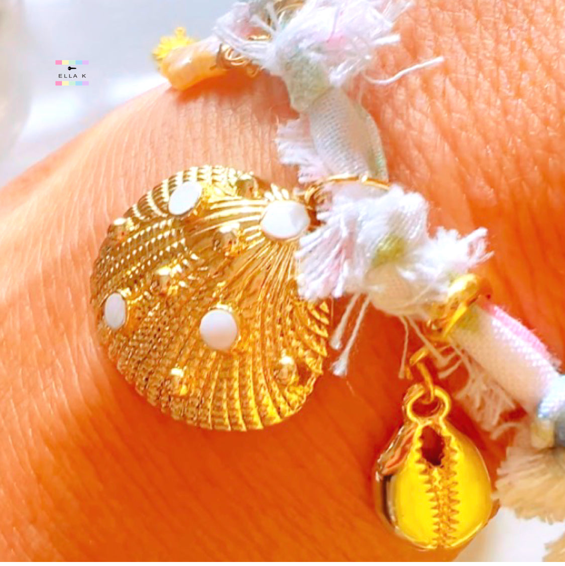 Coral Floral Coquette Bow Charm Bracelet