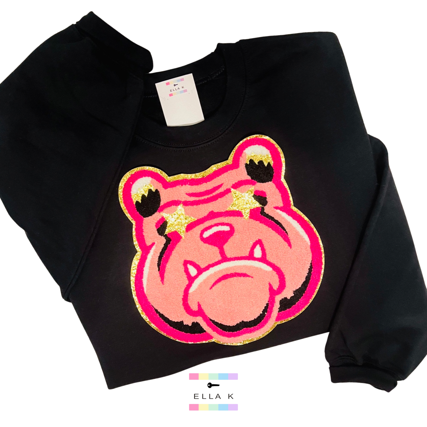 Preppy Pink Chenille Bulldog Pullover