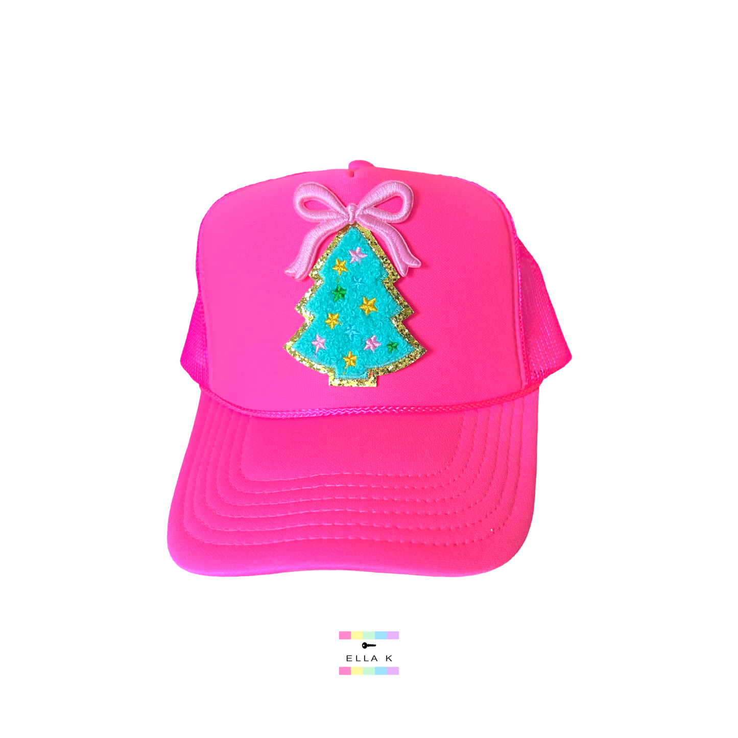 Teal Christmas Tree Trucker Hat