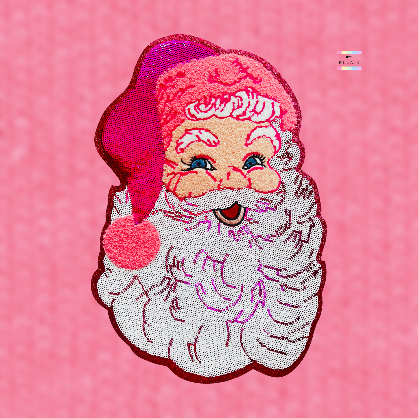 Preppy Pink Sequin Santa Pullover