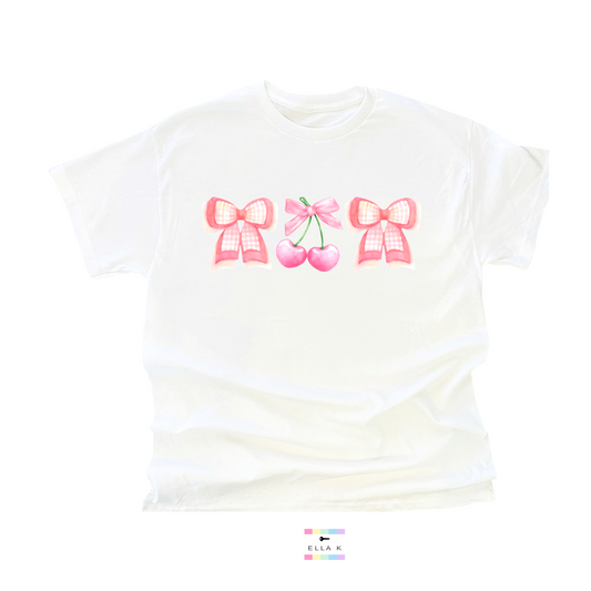 Girly Gingham Coquette Cherry Tee