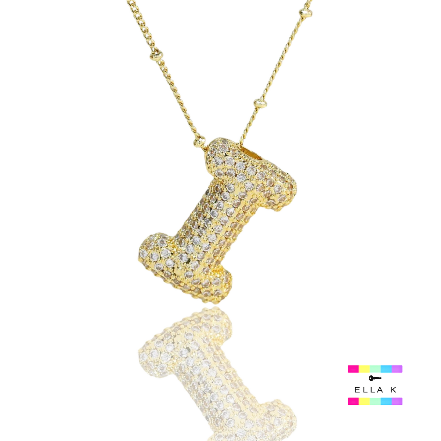 Pave Bubble Letter Necklace