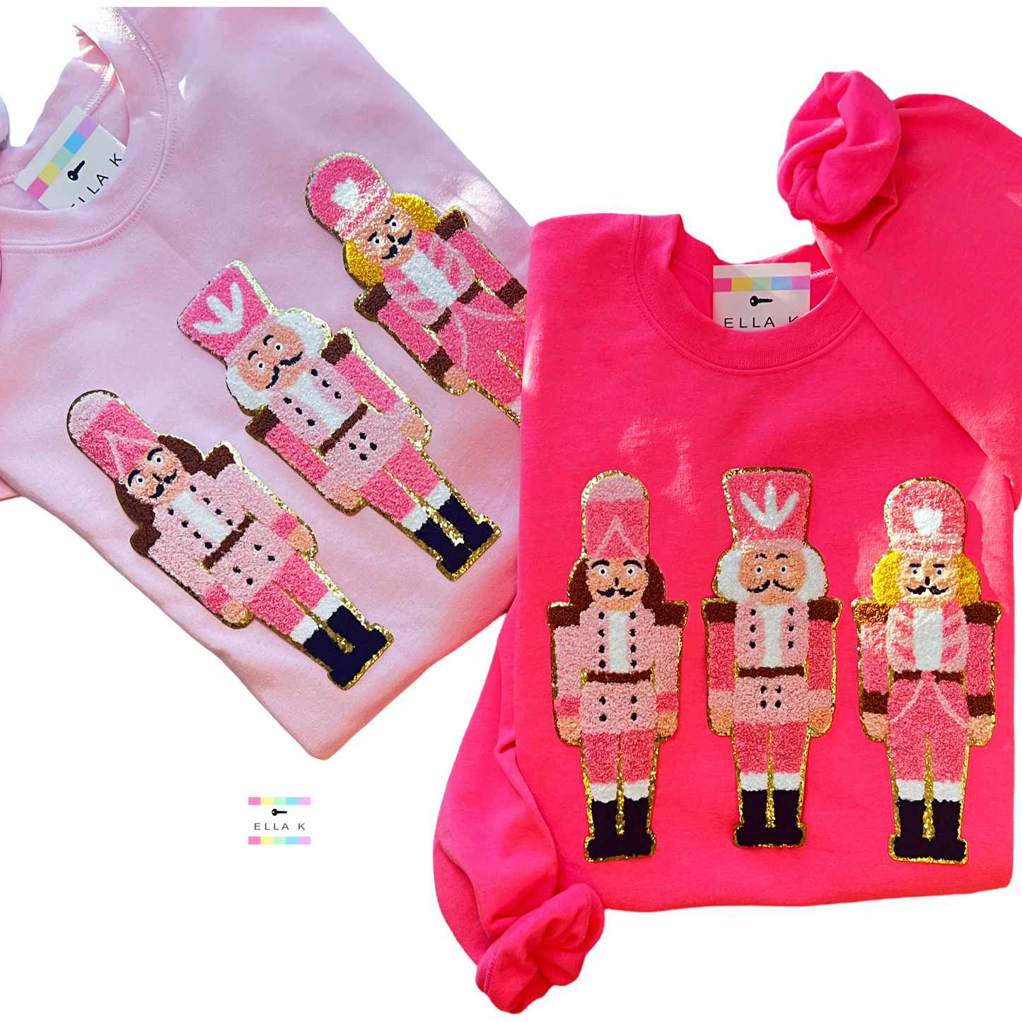 Powder Pink Chenille Nutcracker Christmas Pullover