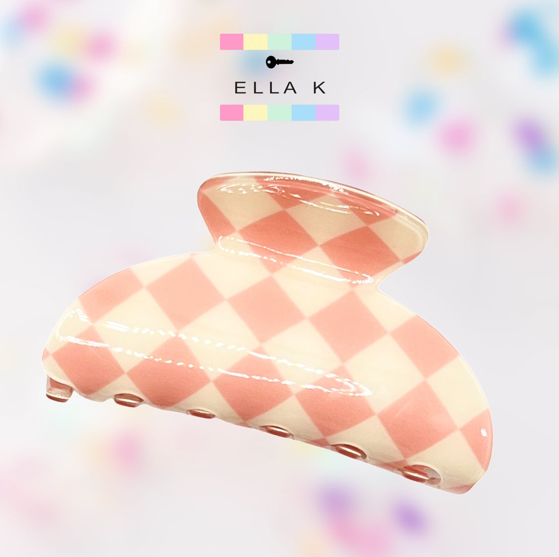 Custom Name Checkered Hair Claw Clip