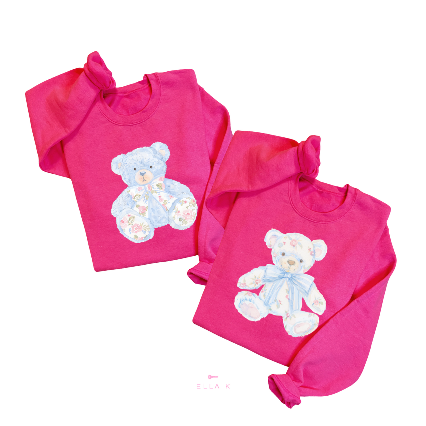 Watercolor Floral Coquette Bear Bow Sweatshirt