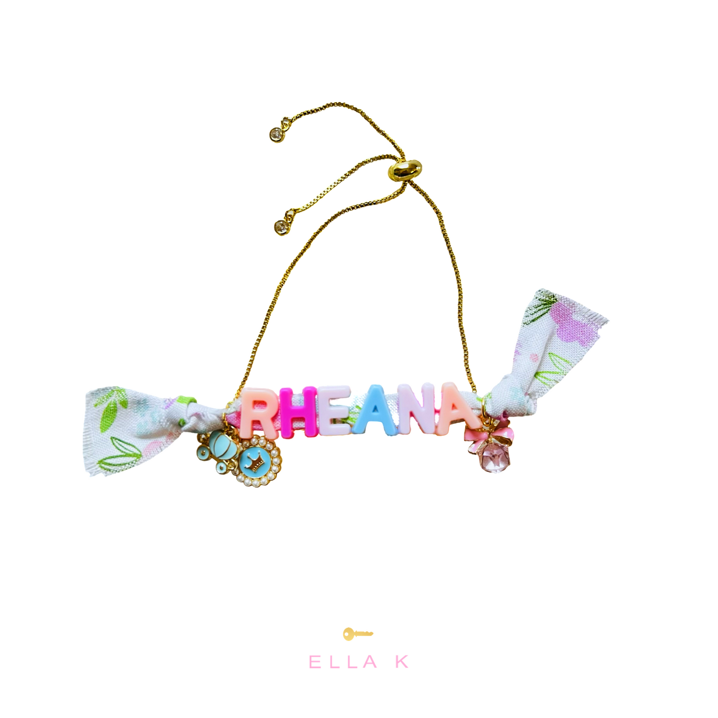 Beloved Bracelet / Custom Name Floral Slide Bracelet