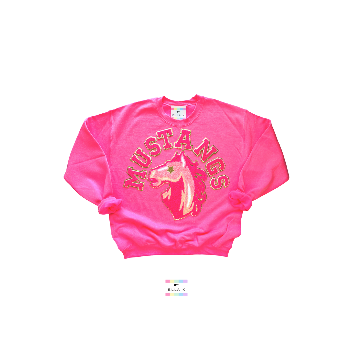 West Jones Mustangs Preppy Pink Varsity  Pullover