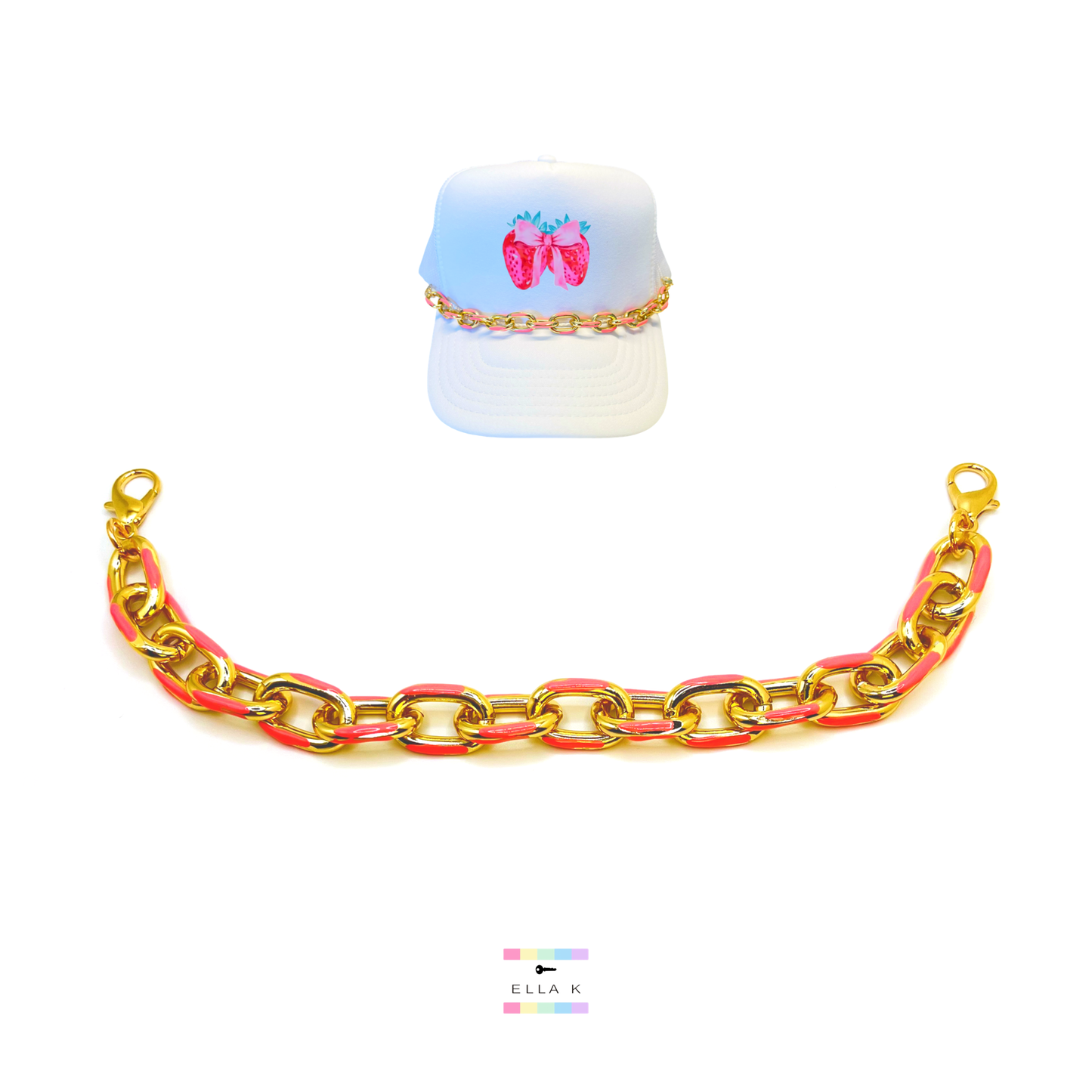 Pink Enamel Trucker Hat Chain