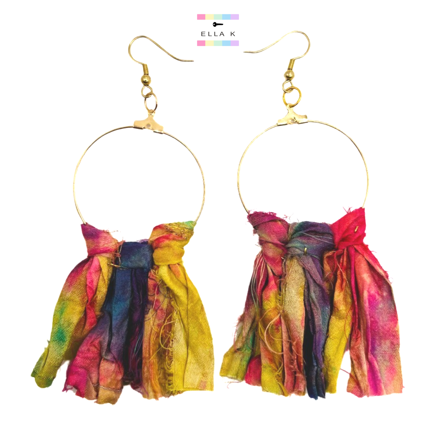 Sari Silk Hoop Earrings