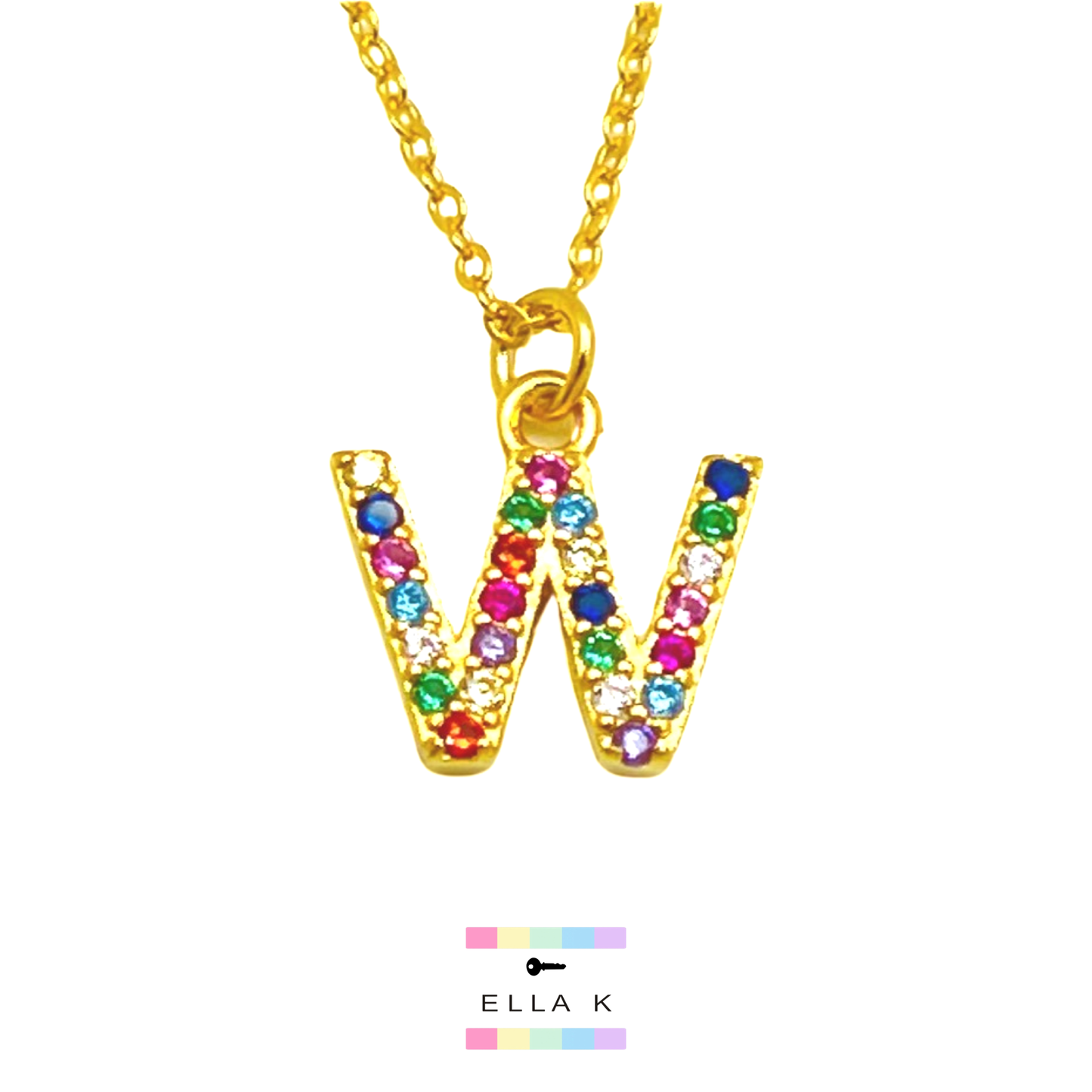 Rainbow Mini Initial Necklace