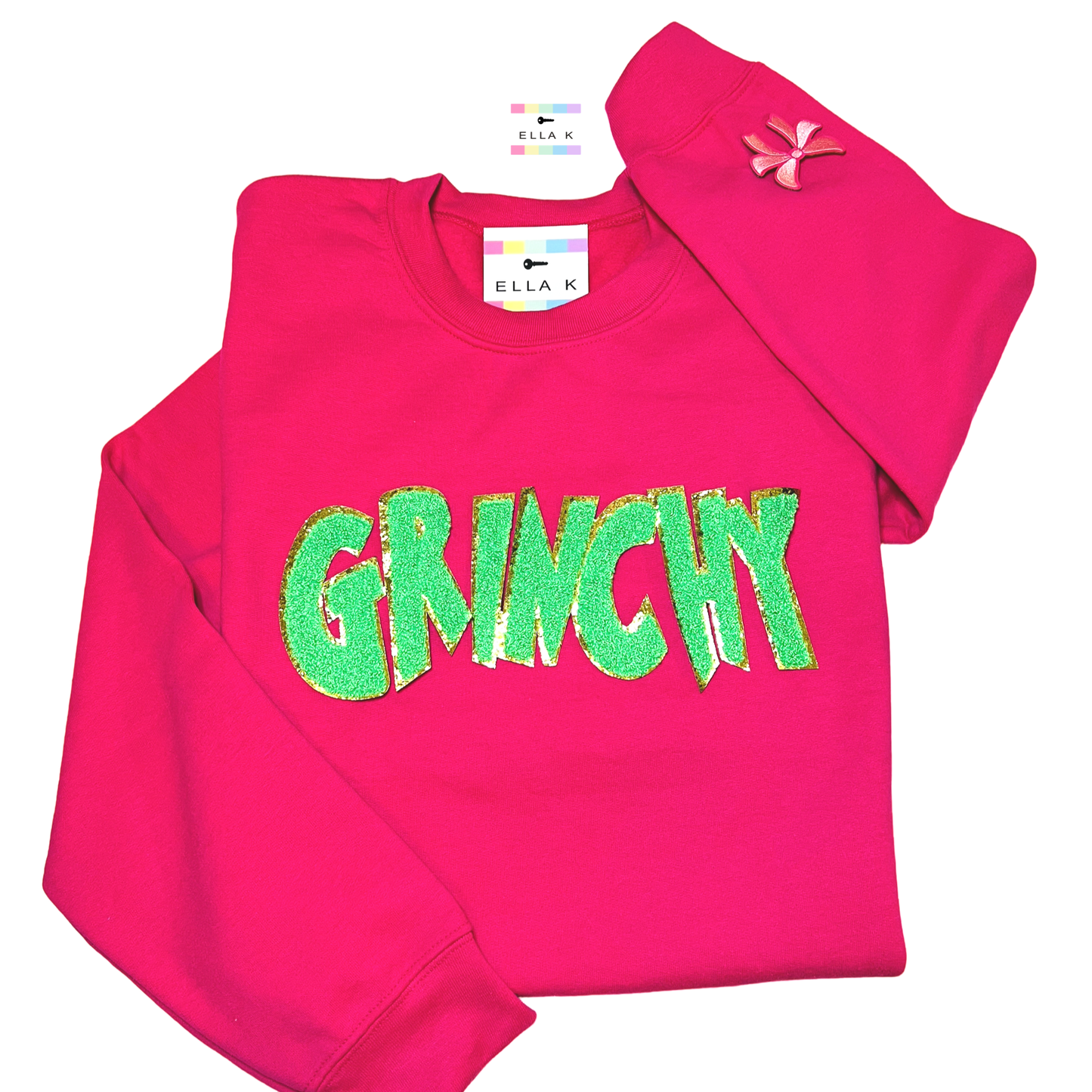 Green Chenille  “Grinchy” Custom Color Sweatshirt