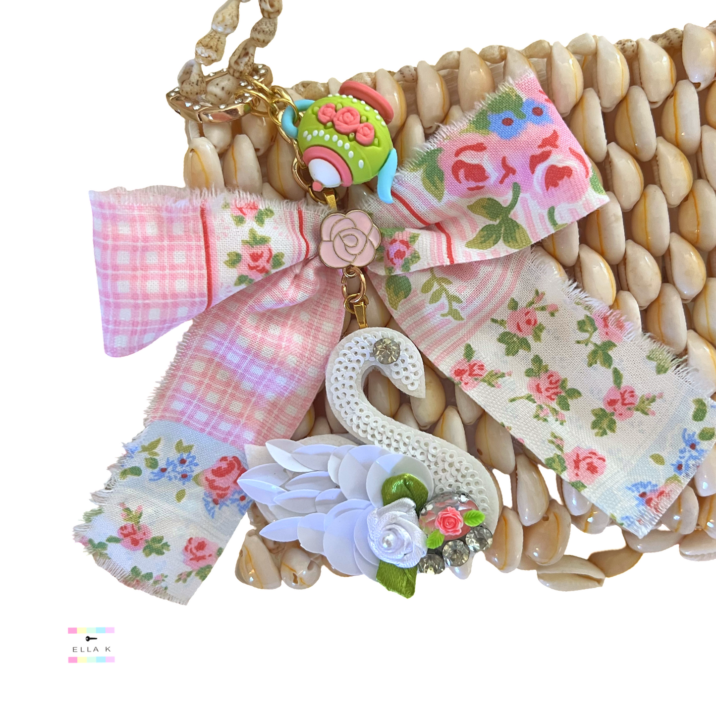 Heirloom Swan Coquette Tea Garden Bag Charm