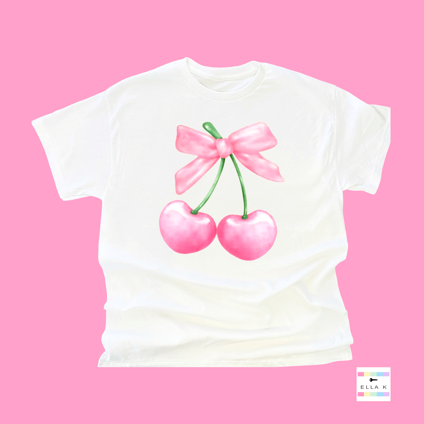 Coquette Bow & Pink Cherries Tee