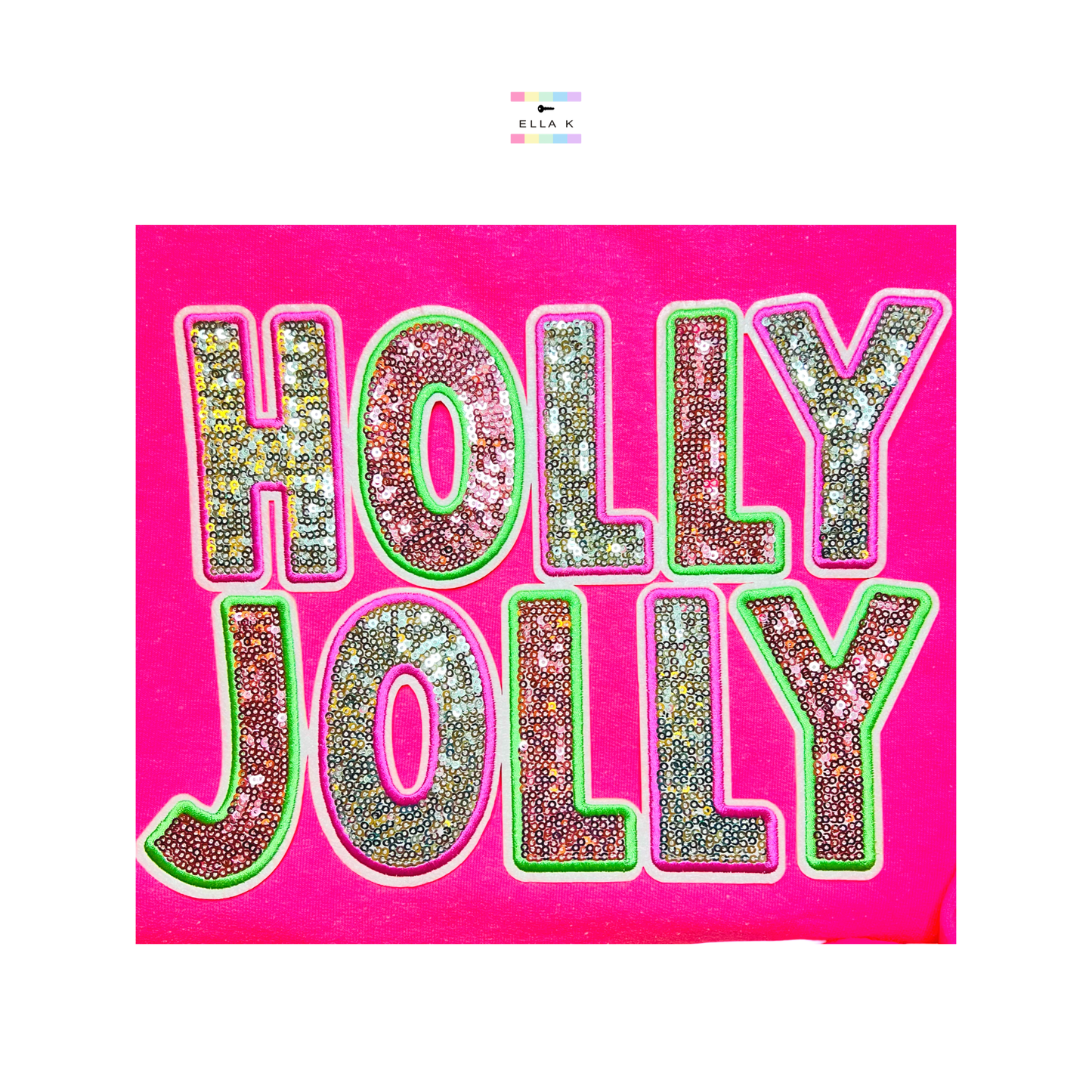 Sequin Holly Jolly Pink Christmas Sweatshirt