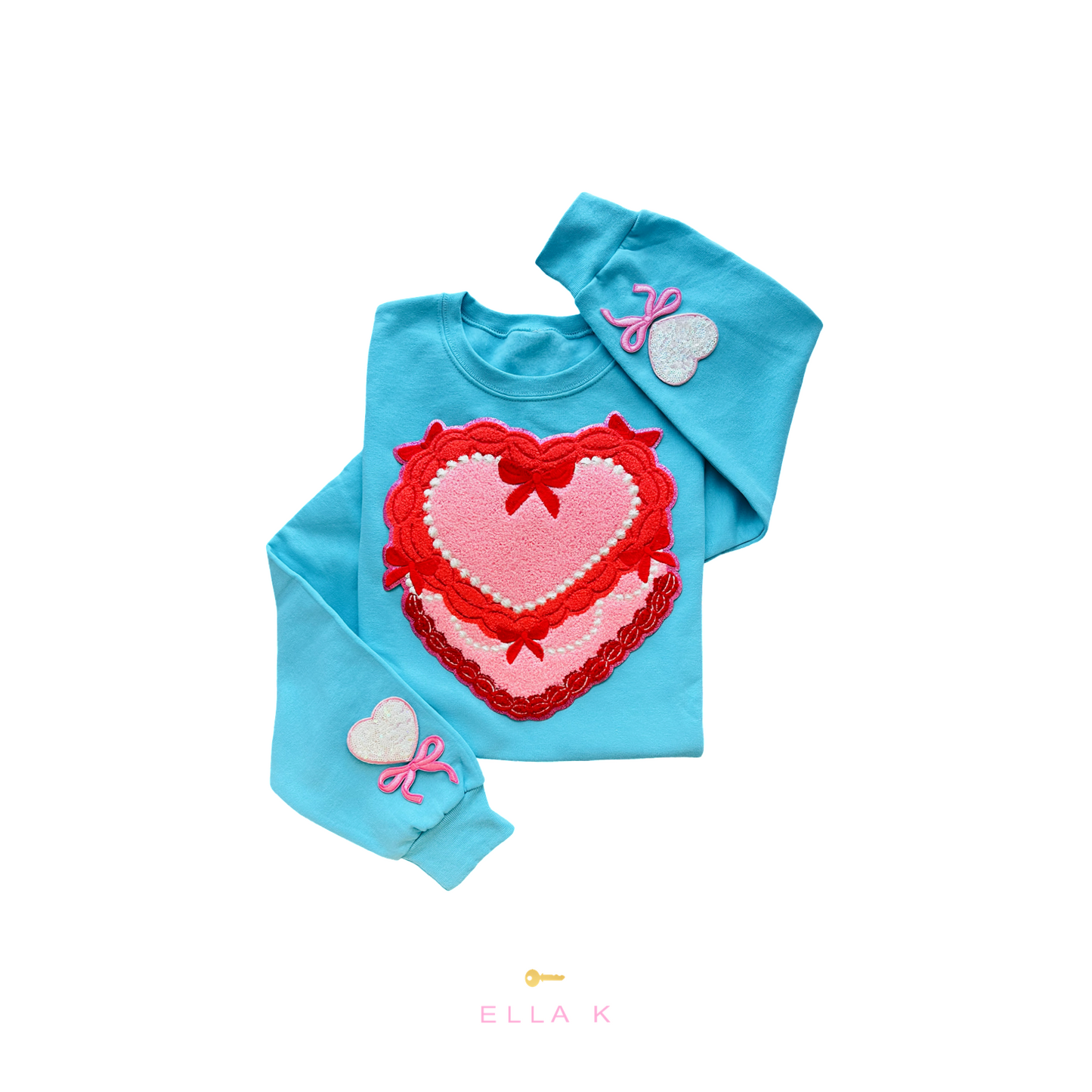 Coquette Bow Chenille Heart Cake Sweatshirt