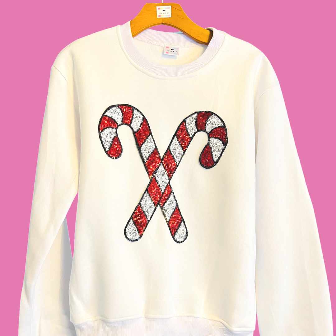 Candy Cane Sequin Christmas Sweatshirt