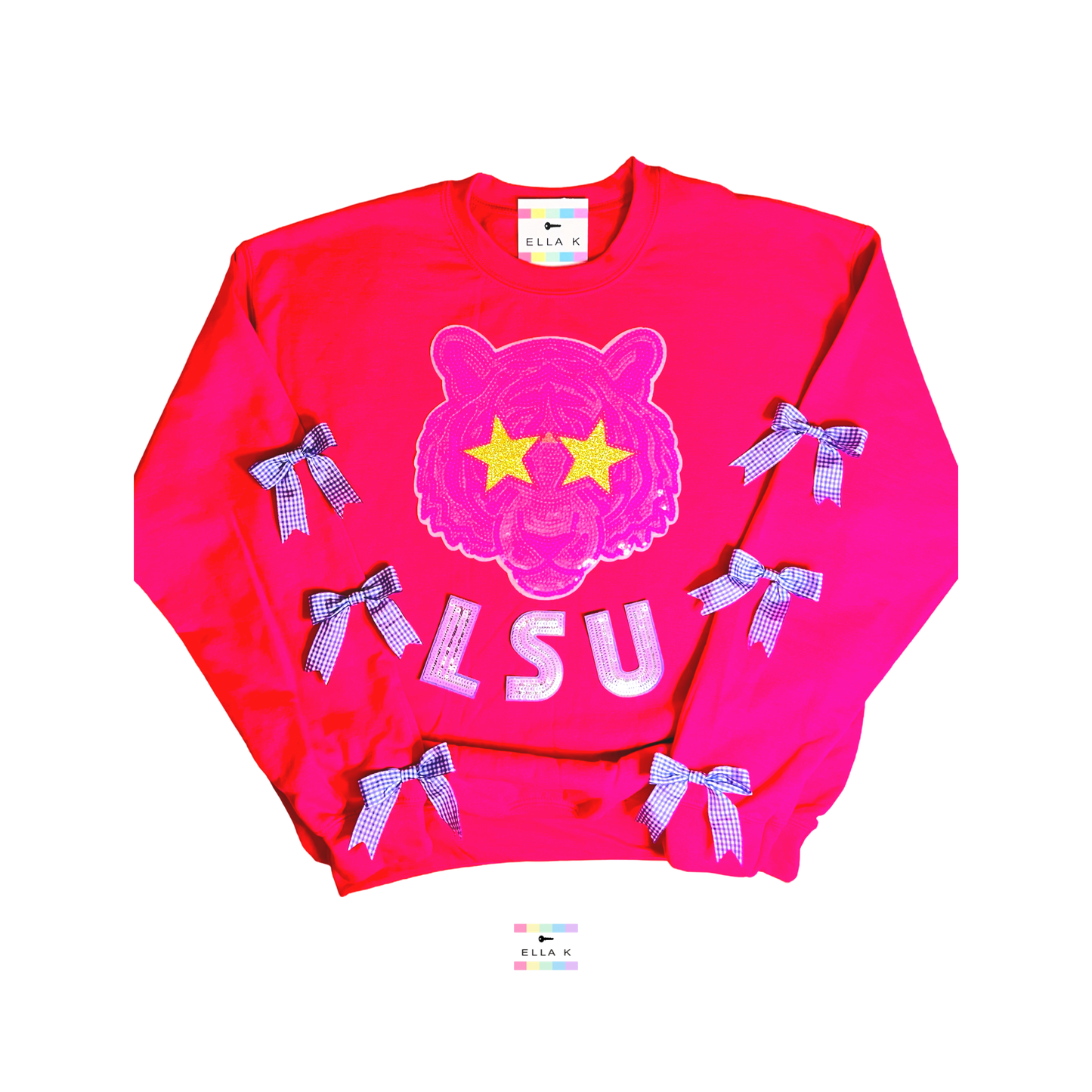 Hot Pink LSU “Geaux Tigers” Coquette Bow Pullover