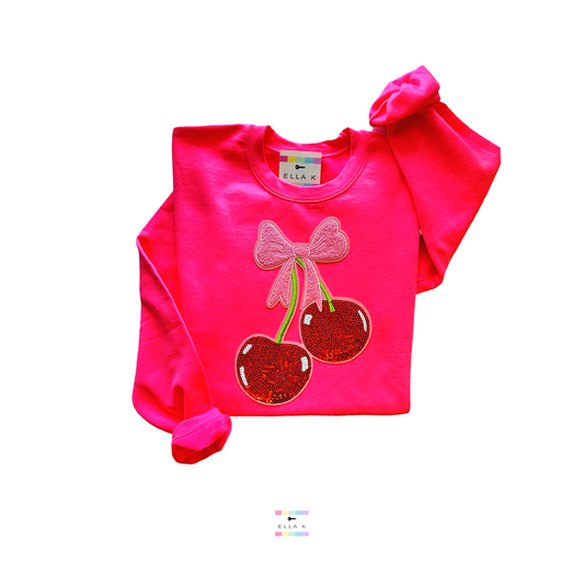 Double Cherry Coquette Bow Sweatshirt