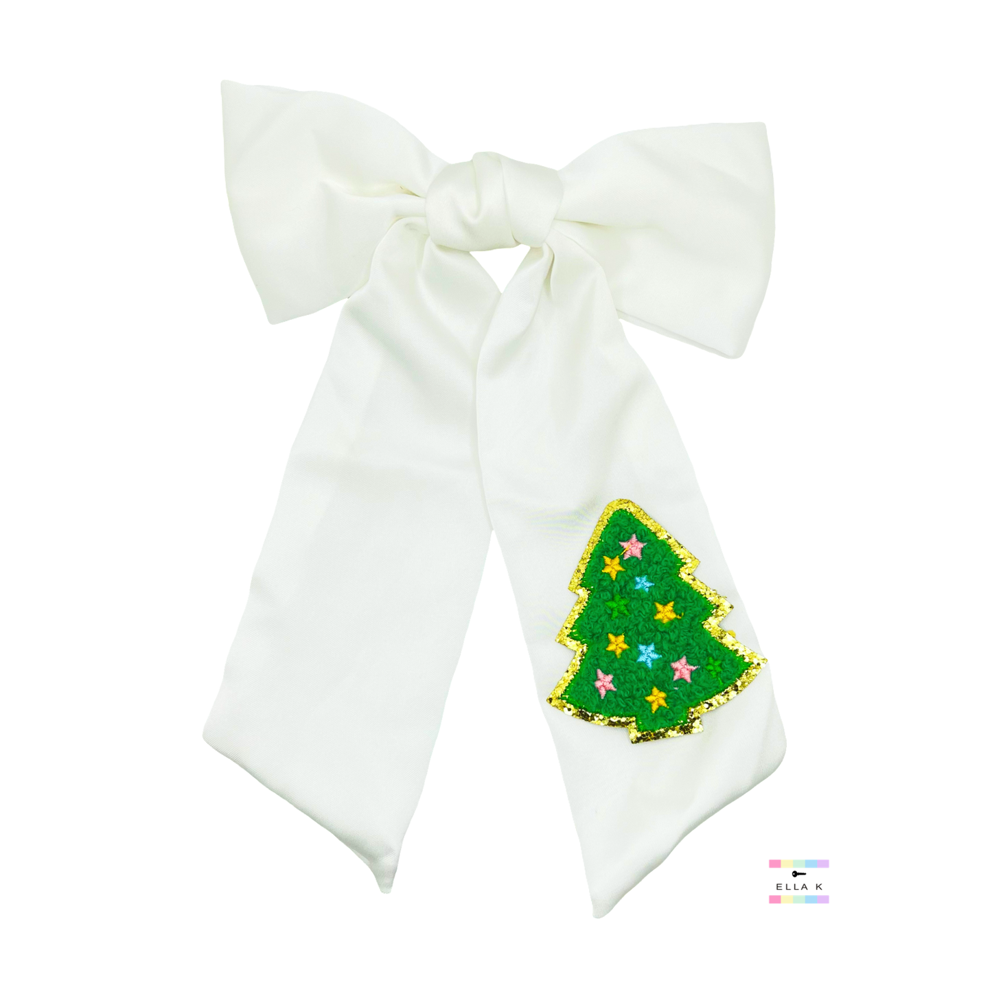 Green Christmas Tree Luxe Satin Hair Bow Barrette