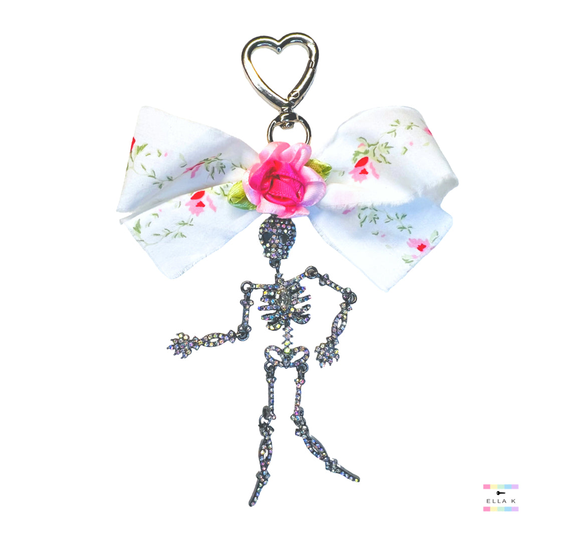 Midnight Fancy Bones Coquette Bow Bag Charm