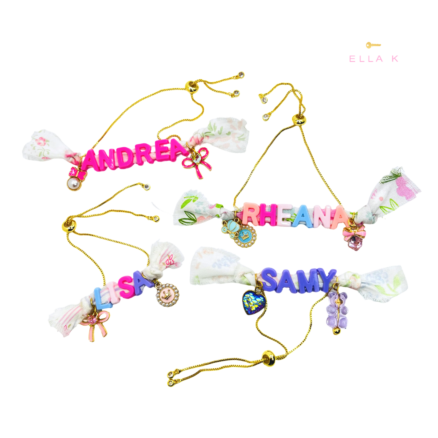 Beloved Bracelet / Custom Name Floral Slide Bracelet