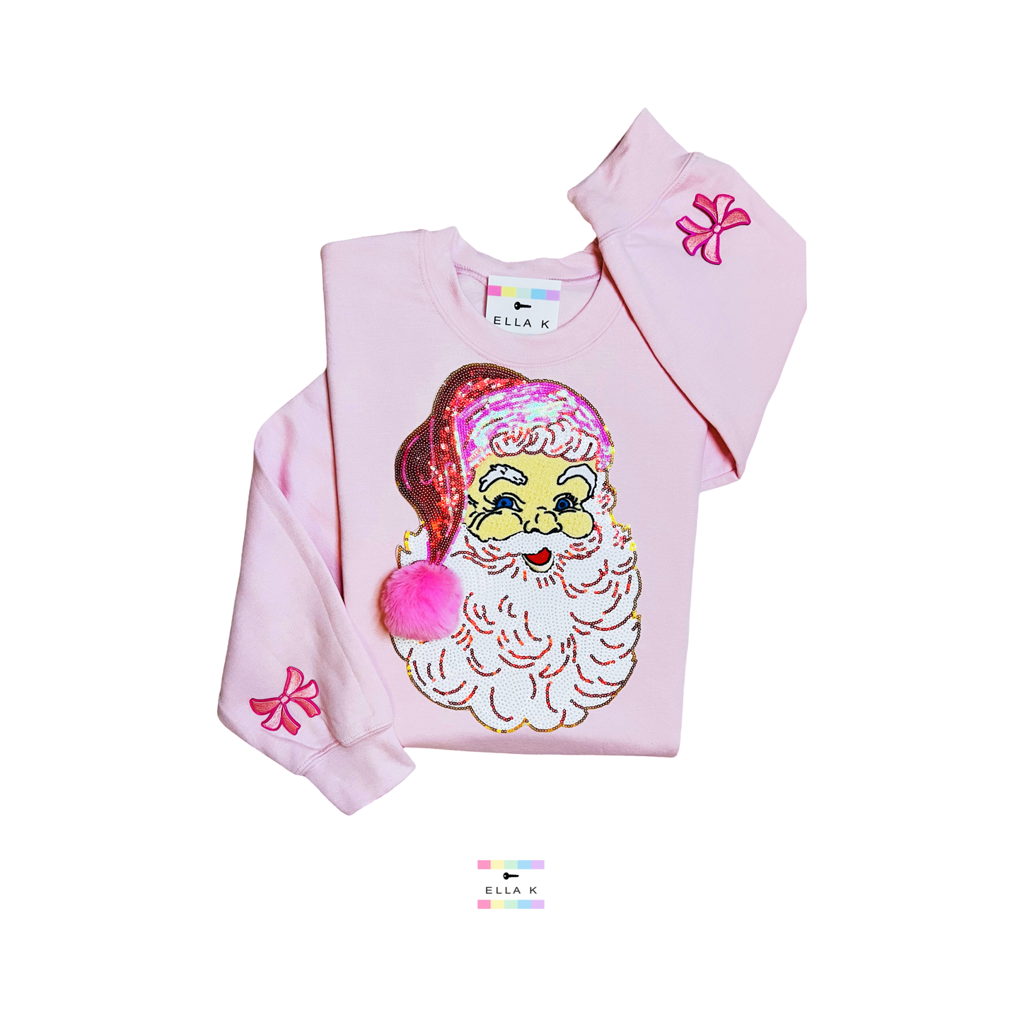 Pom Pom Sequin Chenille Santa Christmas Pullover