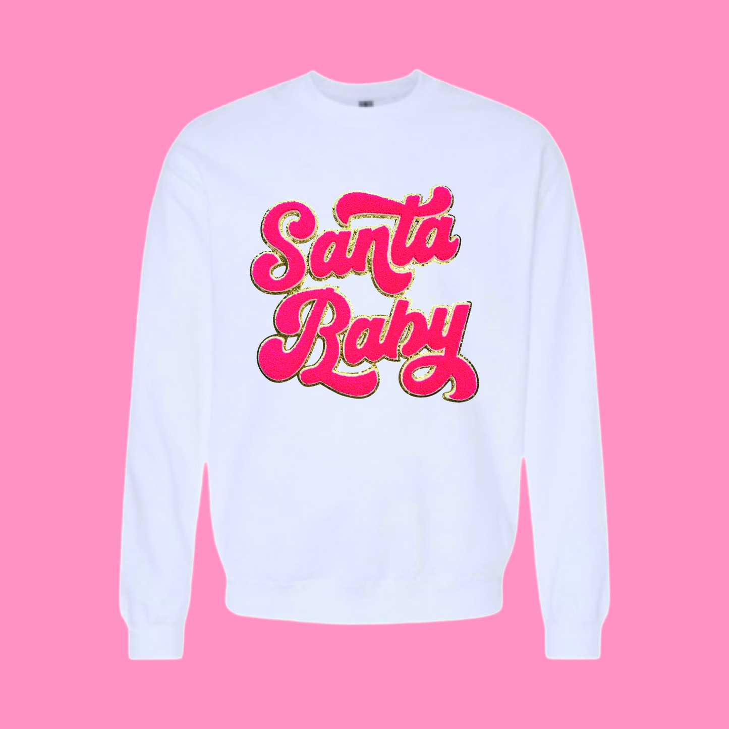 Bright Pink Chenille Santa Baby Sweatshirt