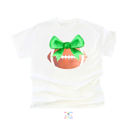 Green Coquette Bow Football Tee