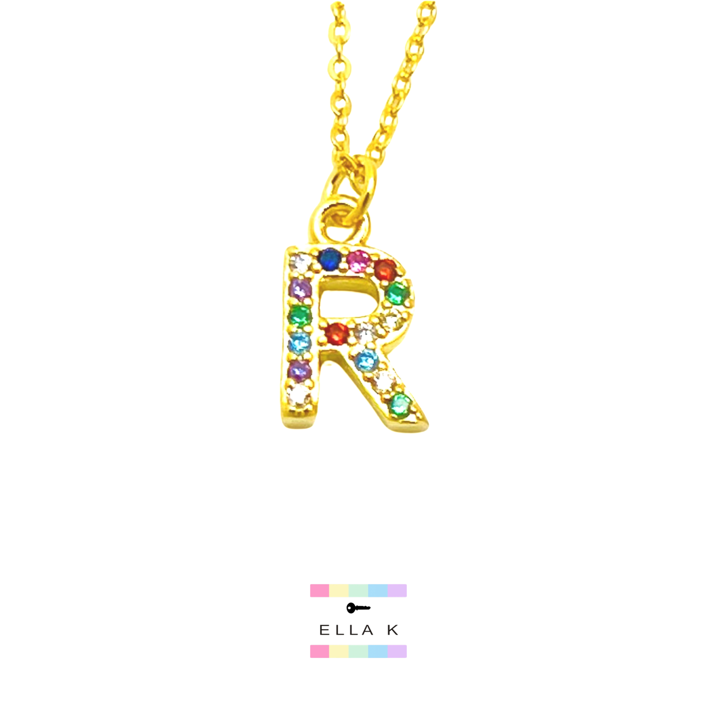 Rainbow Mini Initial Necklace