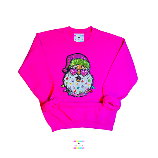 Cool Santa Shades Hot Pink Christmas Sweatshirt