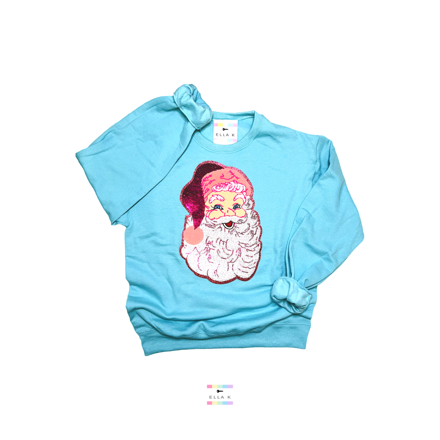 Preppy Pink Sequin Santa Pullover