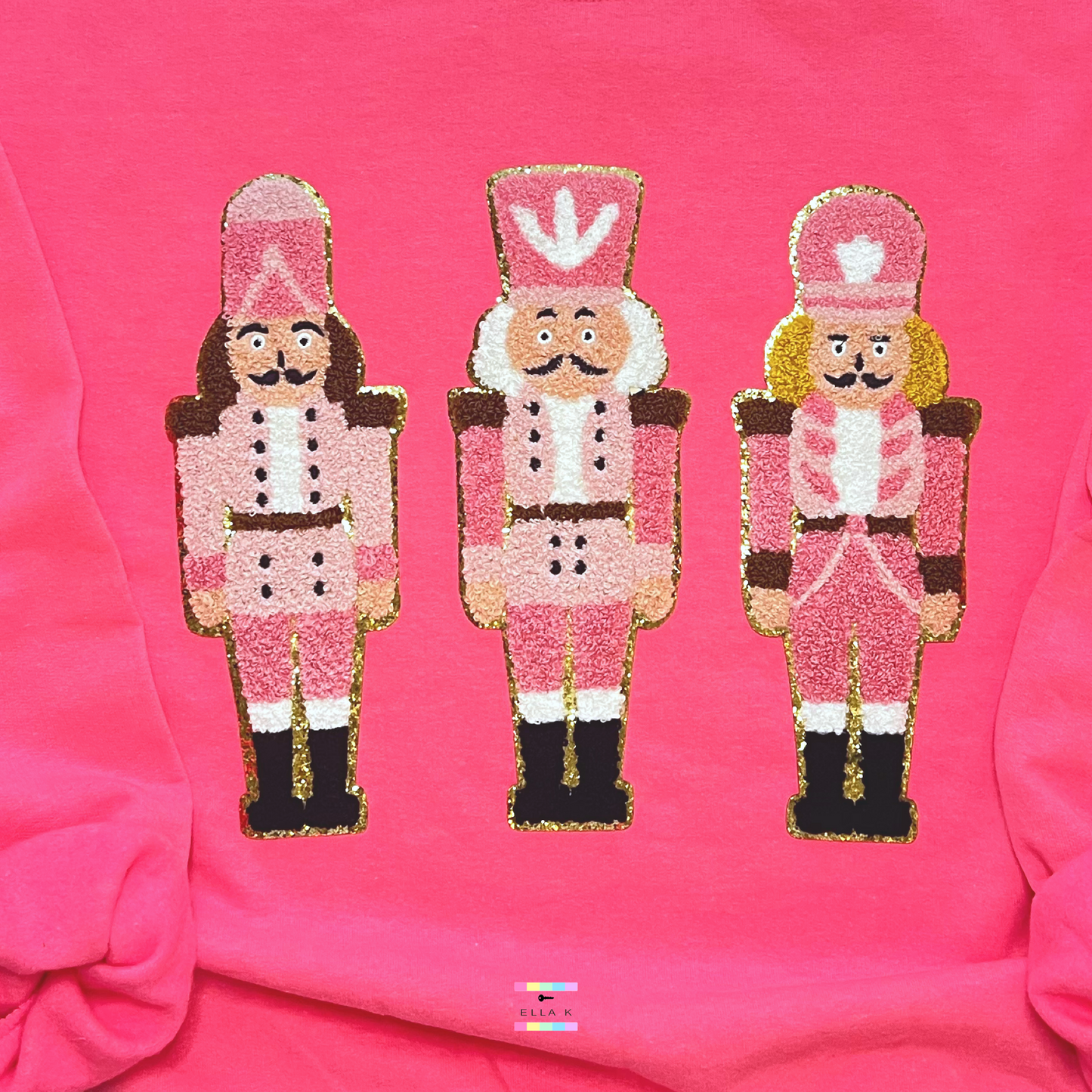 Powder Pink Chenille Nutcracker Christmas Pullover