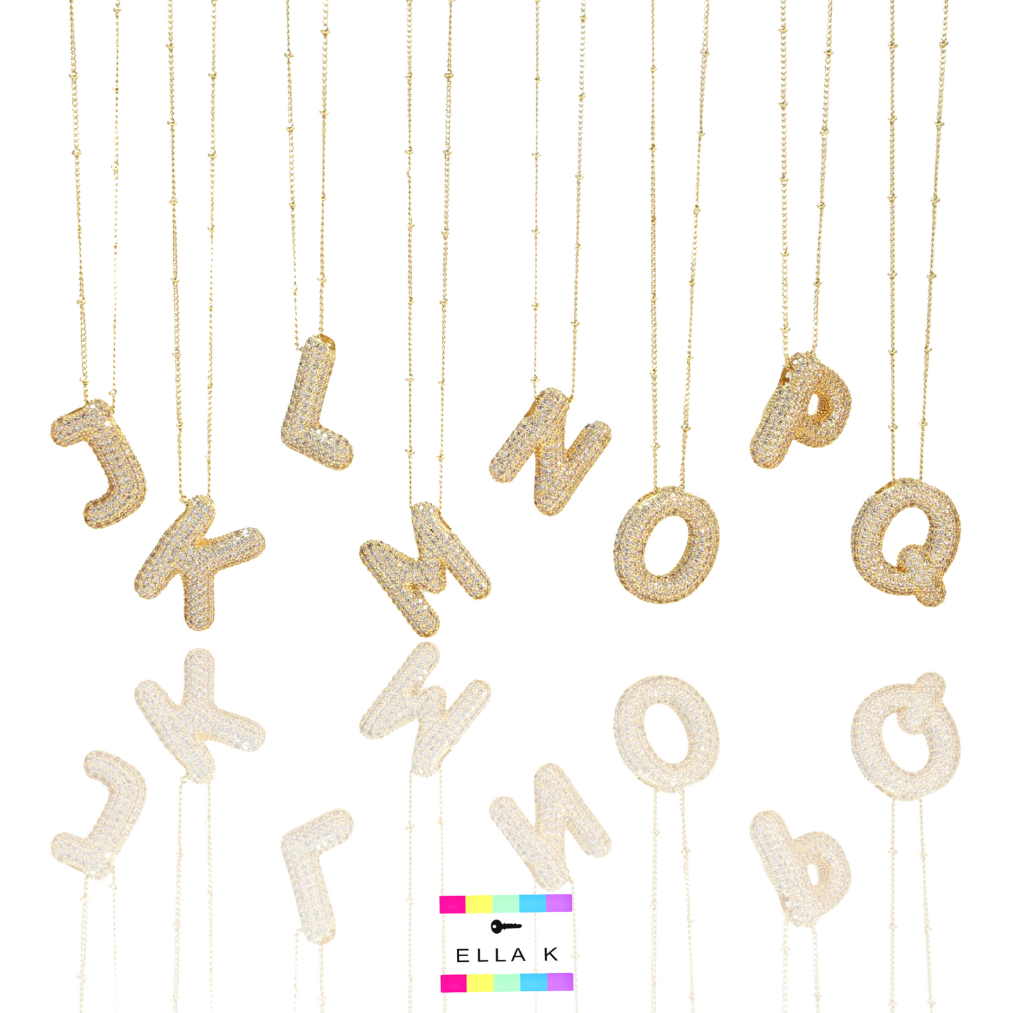 Pave Bubble Letter Necklace