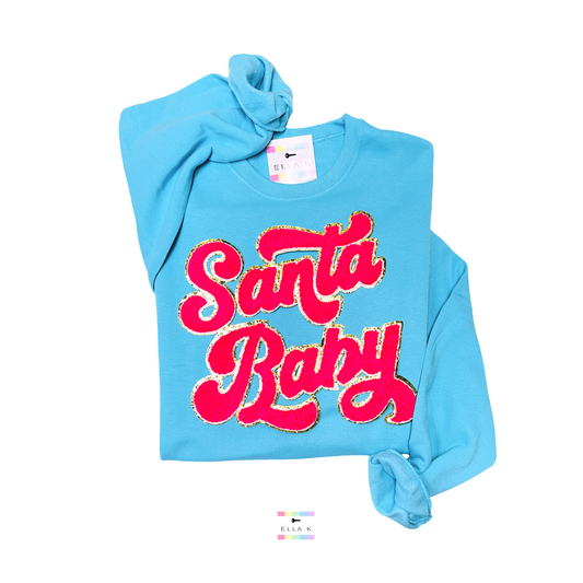 Bright Pink Chenille Santa Baby Sweatshirt