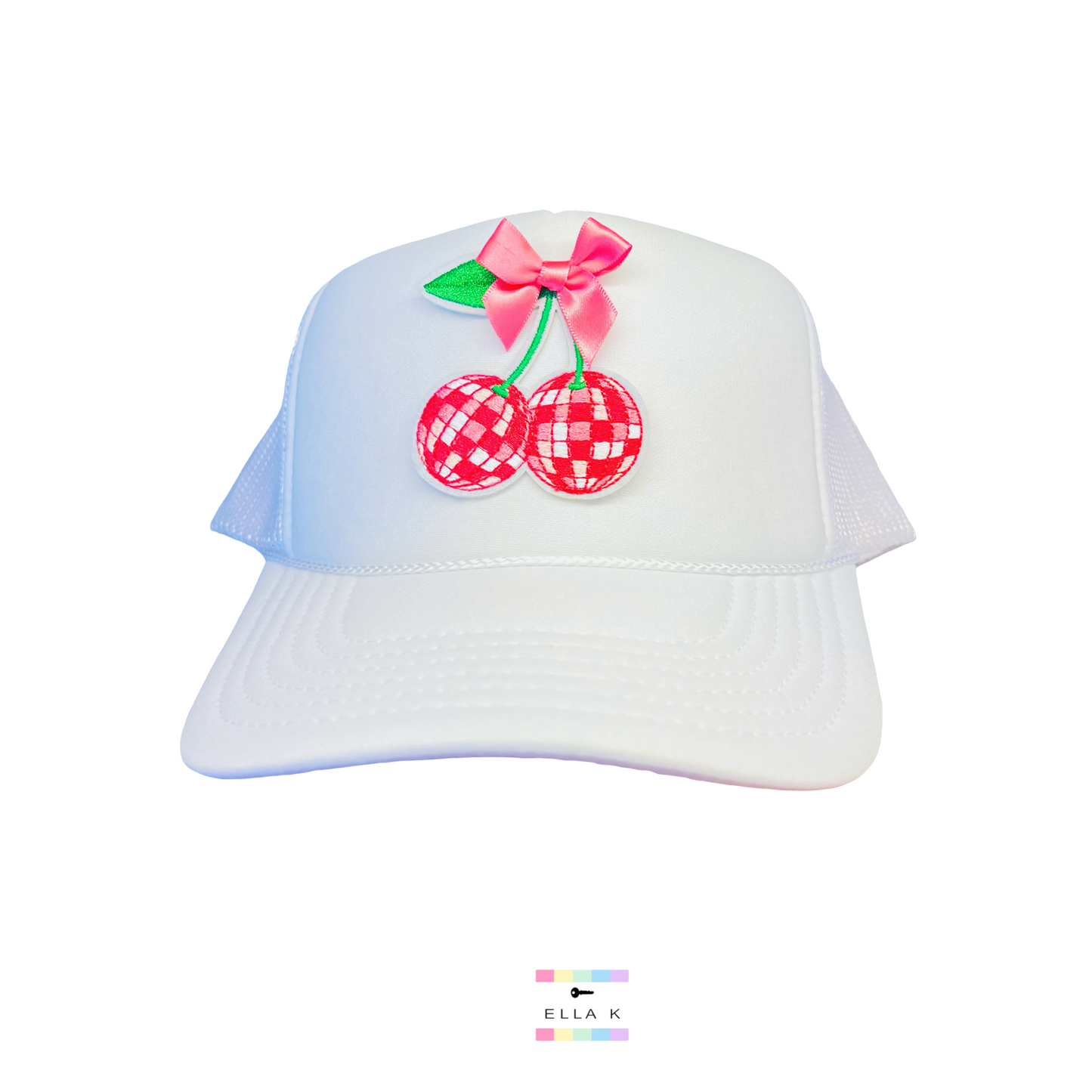 Coquette Bow & Disco Ball Cherry Trucker Hat