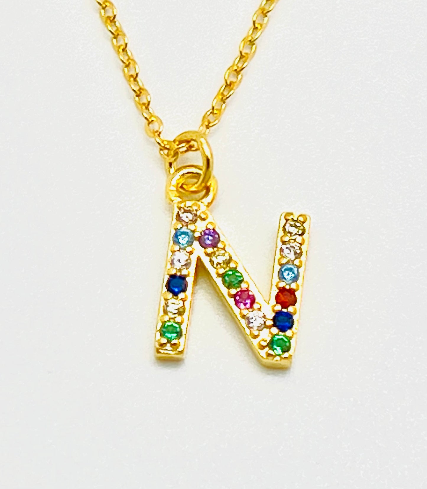 Rainbow Mini Initial Necklace