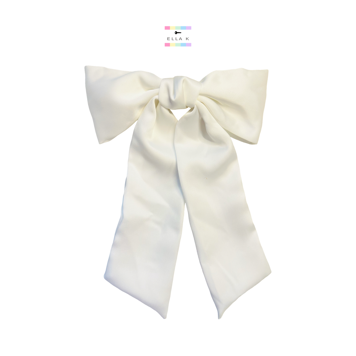 Luxe Satin White Hair Bow Barrette