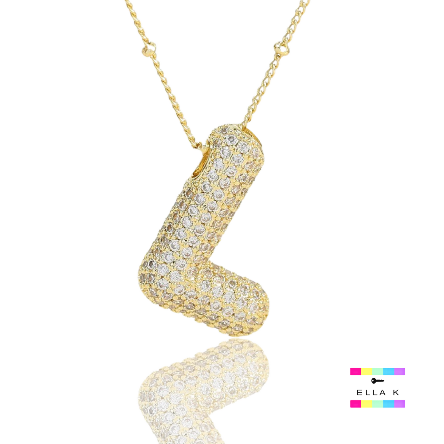 Pave Bubble Letter Necklace