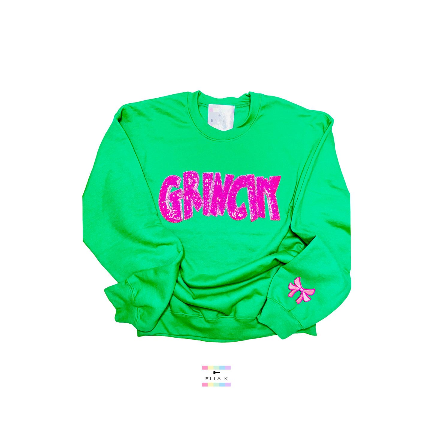 Pink Sequin “Grinchy” Custom Color Christmas Sweatshirt