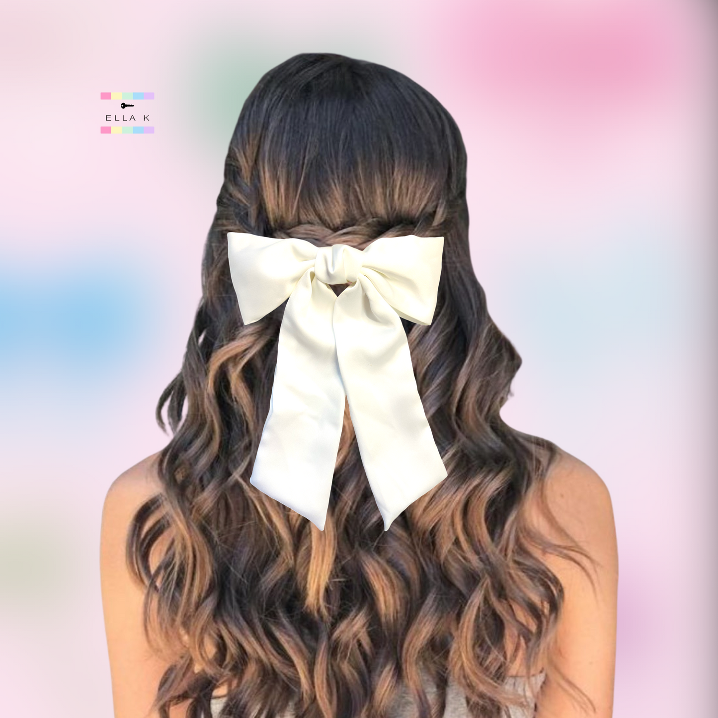 Luxe Satin White Hair Bow Barrette