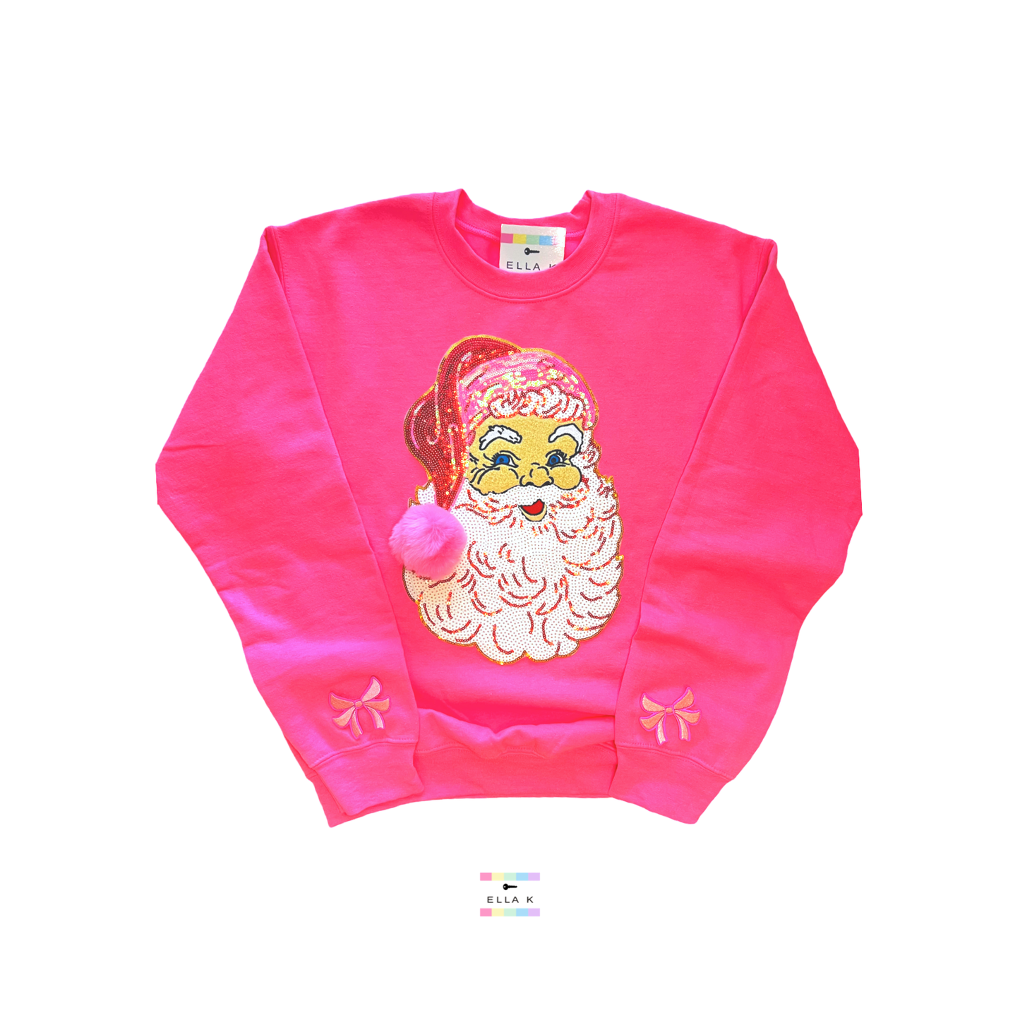 Pom Pom Sequin Chenille Santa Christmas Pullover