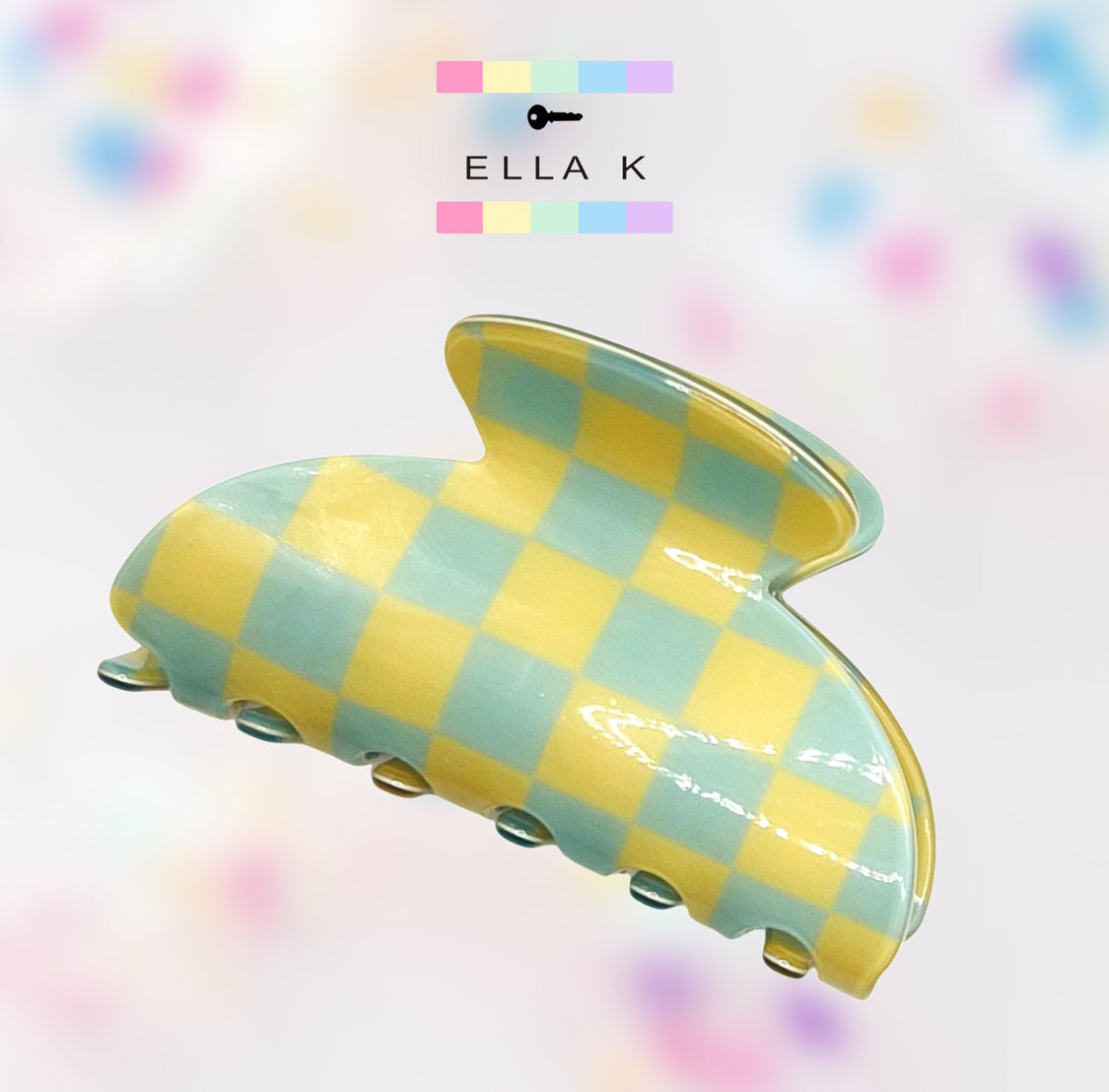 Custom Name Checkered Hair Claw Clip