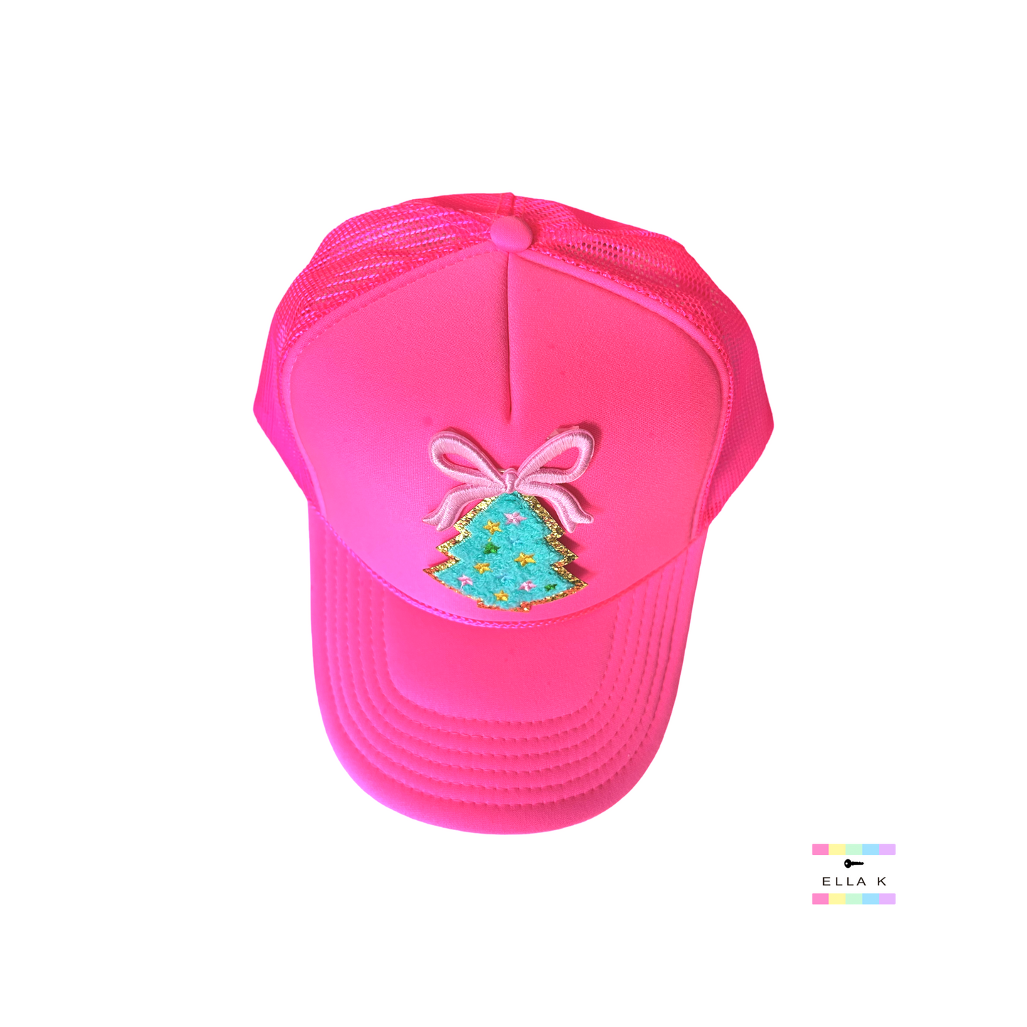 Teal Christmas Tree Trucker Hat