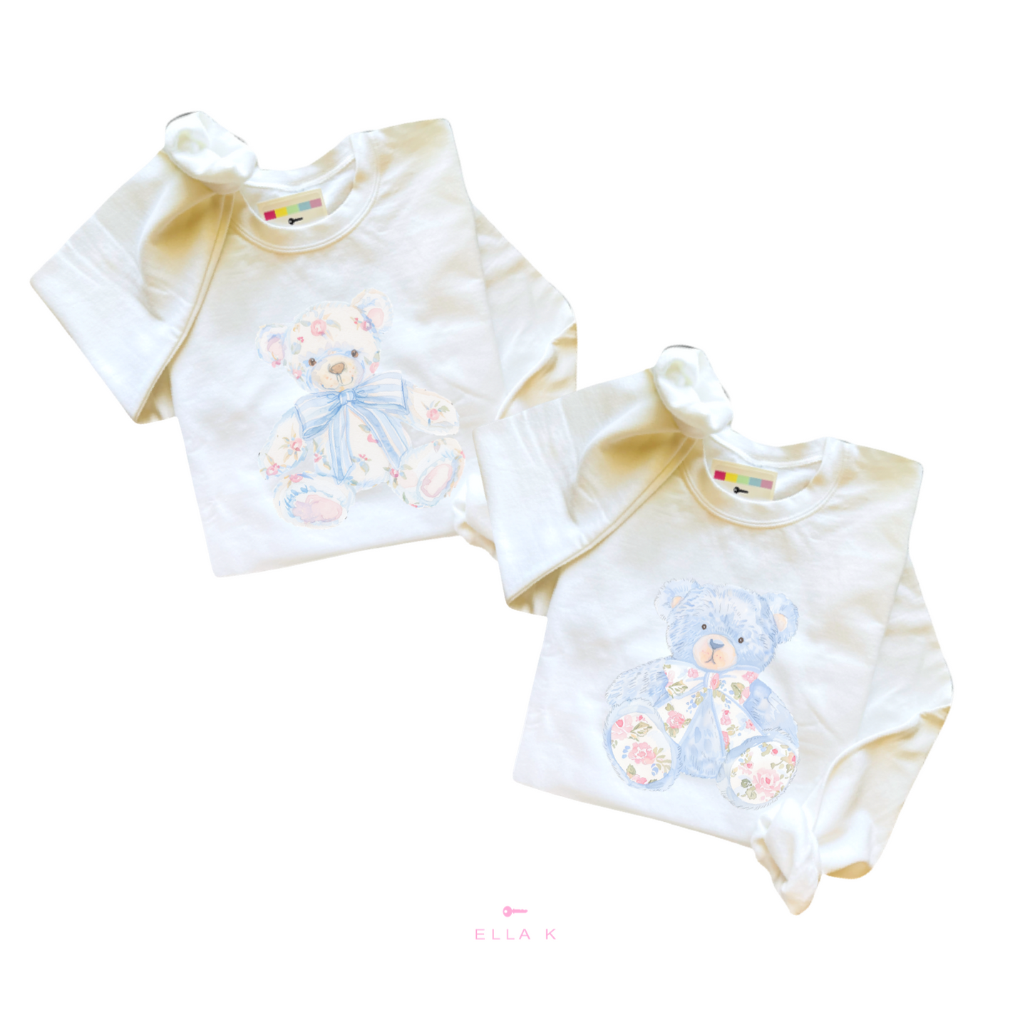 Watercolor Floral Coquette Bear Bow Sweatshirt