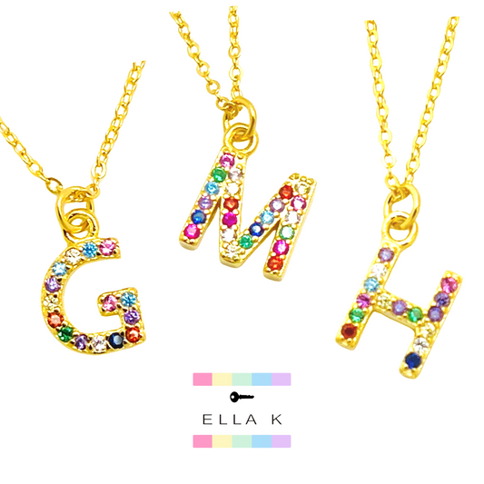 Rainbow Mini Initial Necklace